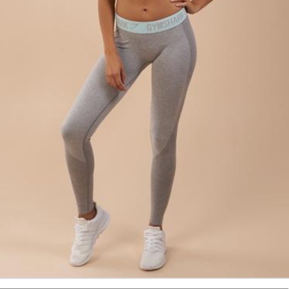 Flex Leggings Light Grey Marl/Pale Turquoise